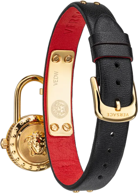  Versace Medusa Lock Icon Watch Leather Watch Strap Png Versace Icon Chain Necklace