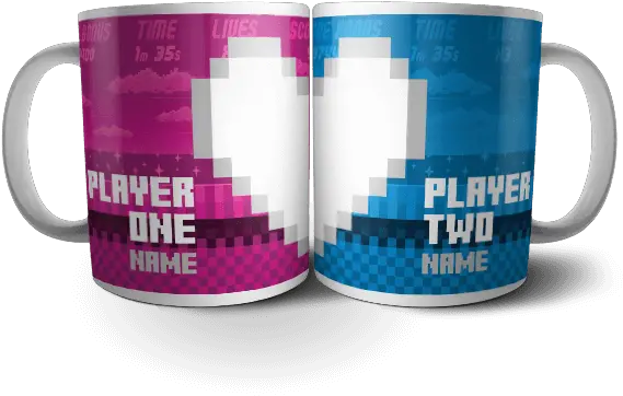  Personalised Pixel Heart Mug Set Png Transparent