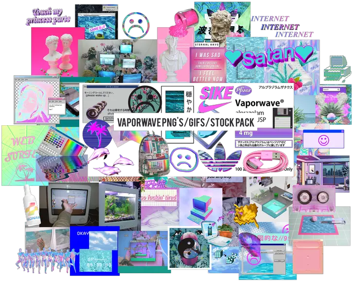  Vaporwave Png Pack Transparent Aesthetic Png Pack Vapor Wave Png