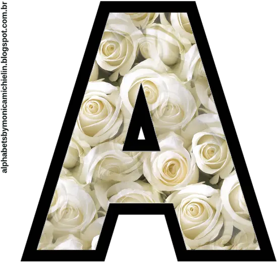  Monica Michielin Alfabetos Rosas Brancas Alfabeto Png Alphabet Rose Outline Png