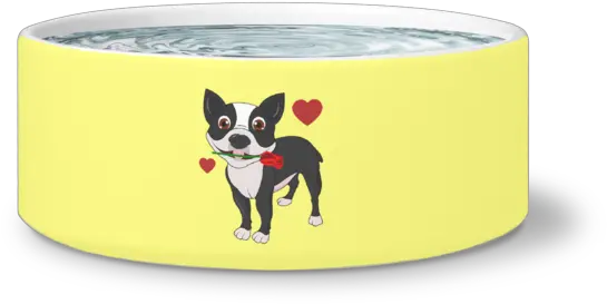  Cute Ceramic Boston Terrier In Love Bowl Collar Png Boston Terrier Png