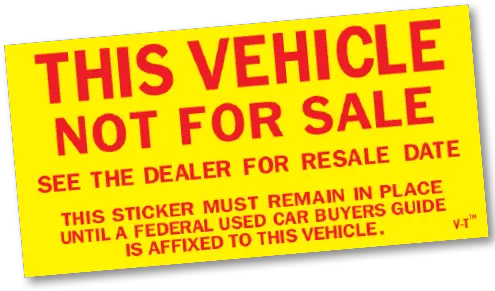  This Vehicle Not For Sale Stickers Yellow 275 X 55 Orange Png Sale Sticker Png