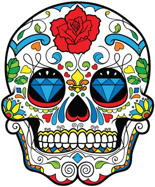  Mexican Skull Decal Tete De Mort Mexicaine Png Mexican Skull Png