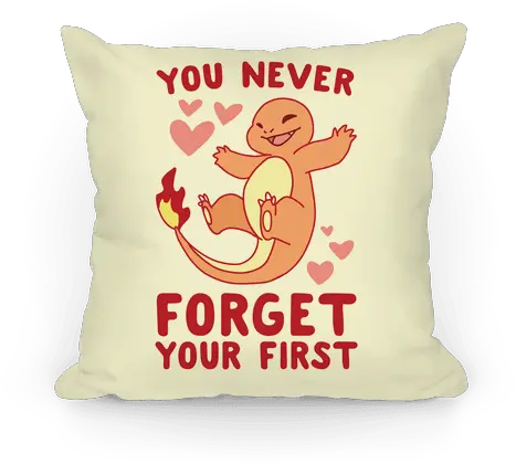  You Never Forget Your First Charmander Throw Pillow Lookhuman Cushion Png Charmander Png