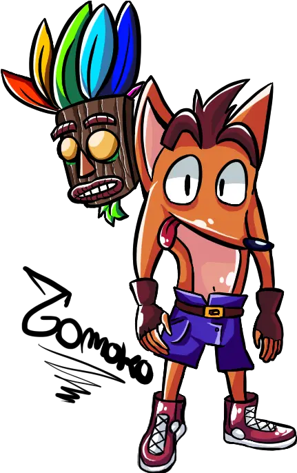  Crash Bandicoot And Aku By Springelodeluxe Fur Cartoon Png Aku Png