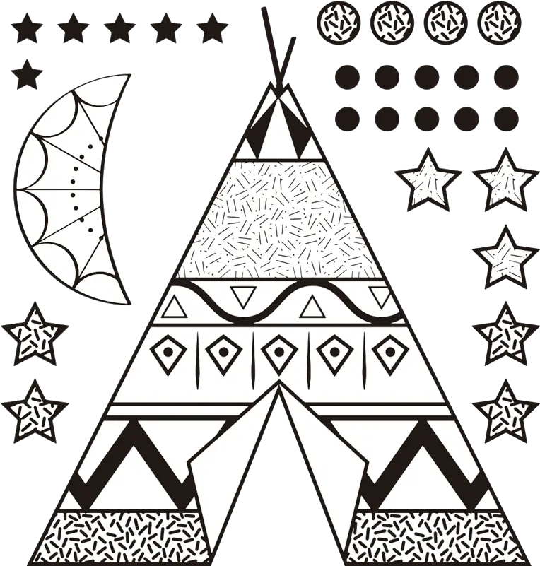  Teepee Tent With Stars And Moon Childrens Bedroom Wall Sticker Desenho Nordico Infantil Png Teepee Png