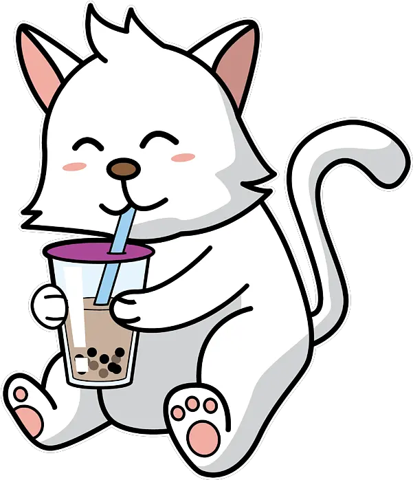  Boba Cat Kitten Drinking Bubble Milk Tea Gift Fleece Blanket Boba Cat Png Bubble Tea Transparent