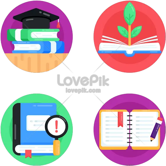  Set Of Literature Flat Icons Graphics Imagepicture Free Diary Vector Png Lit Icon