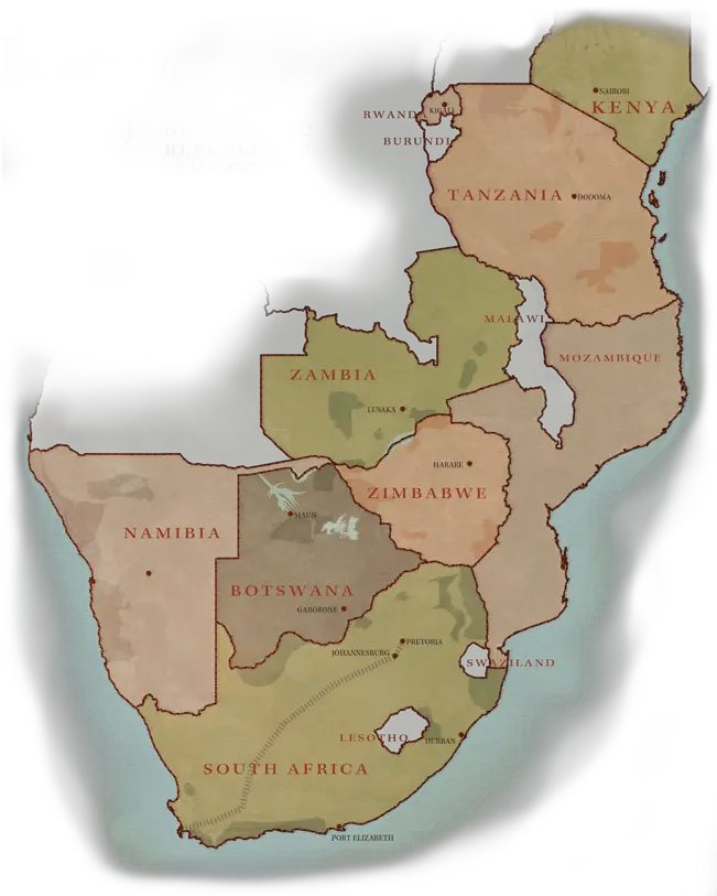  Southern Africa Safari Destinations Map Atlas Png Africa Map Png