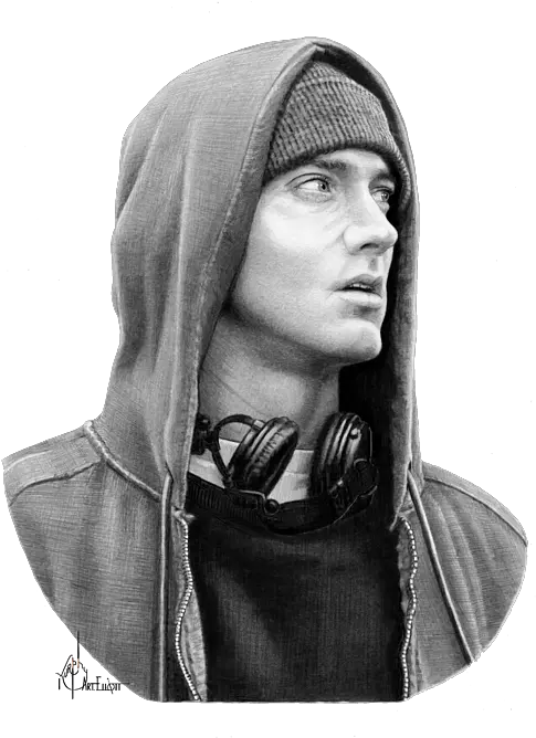  Eminem Marshall Mathers Drawing Round Beach Towel Eminem Drawing Png Eminem Png