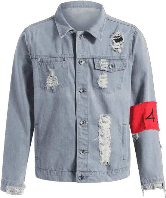  Gorgeous Armband Streetwear Ripped Denim Jacket Button Png Ripped Jeans Png