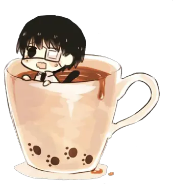  Coffee Kaneki Chibi Anime Drinking Coffee Png Kaneki Transparent