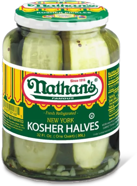  New York Kosher Halves Nathanu0027s Famous Half Sour Pickles Png Pickle Transparent