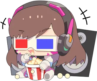  Overwatch Dva Grabs Popcorn Decals By Px7mistahmca Playing Games Png Overwatch Dva Logo