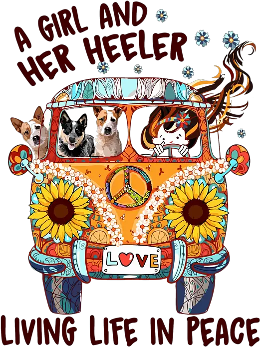  A Girl And Her Heeler Living Life In Peace Car Dog Cat Camping Hand Towel Girl Her Dog Living Life Png Gabe The Dog Png