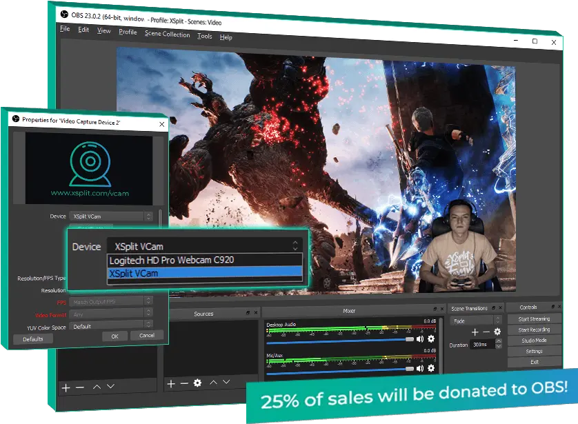  Xsplit Vcam Virtual Green Screen In Obs Devil May Cry 5 Theme Png Obs Logo Png