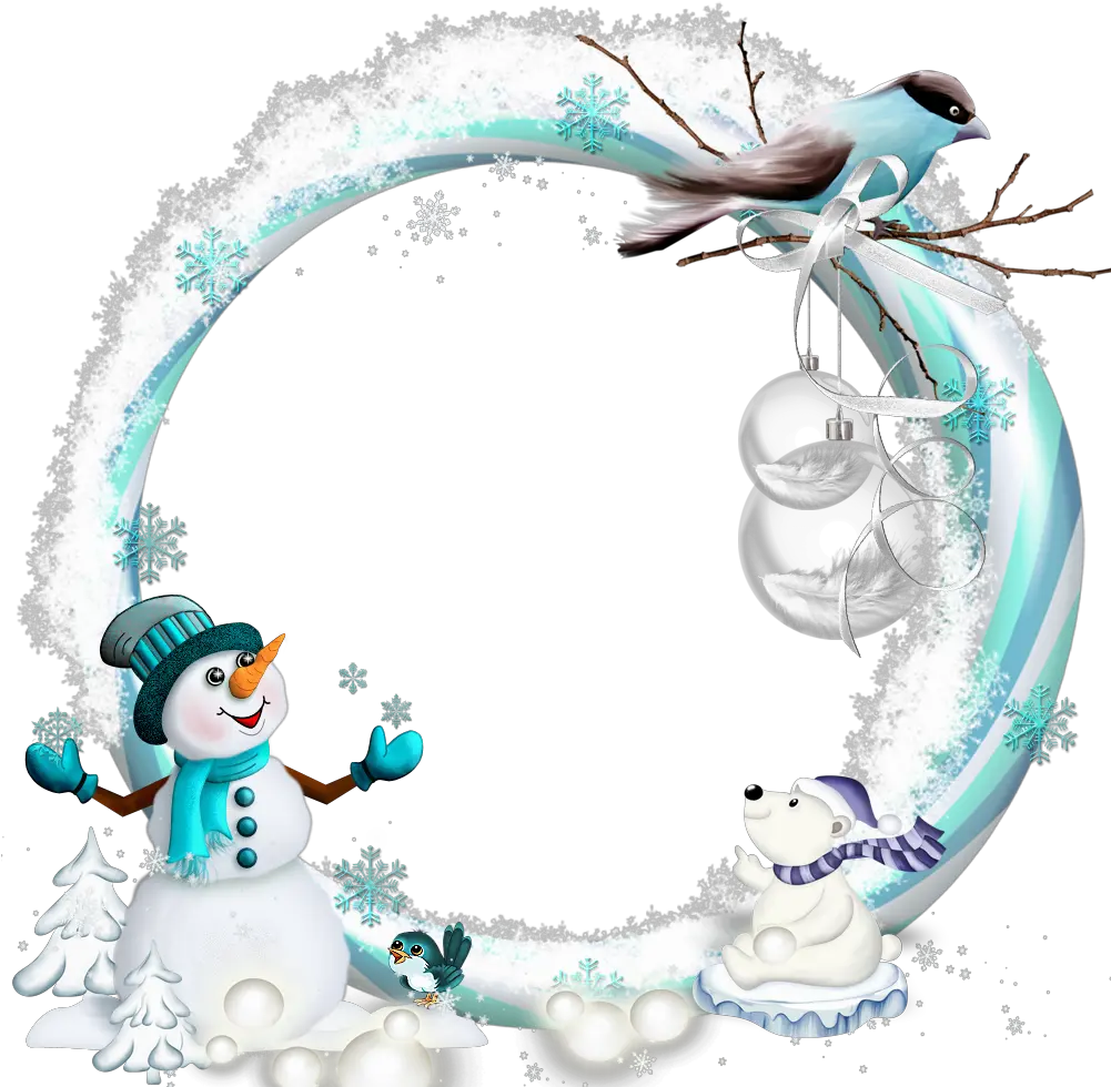  Png Christmas Frame With Snowman Clipart Transparent Background