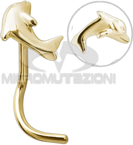  18k Gold Dolphin Nose Stud 08 Png Piercing