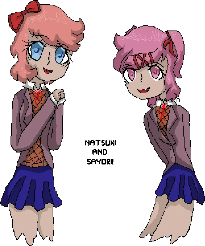  Pixilart Natsuki And Sayori By Calm7511 Cartoon Png Sayori Png