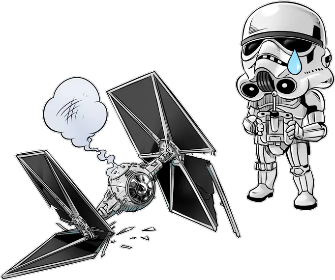  Parody Of One Piece Stromtrooper Sd Caricature And His Tie Stormtrooper Drone Png Tie Fighter Icon