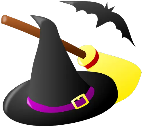  Witch Hat Bat And Broomstick Halloween Halloween Witch Hat Cartoon Png Witch Hat Png