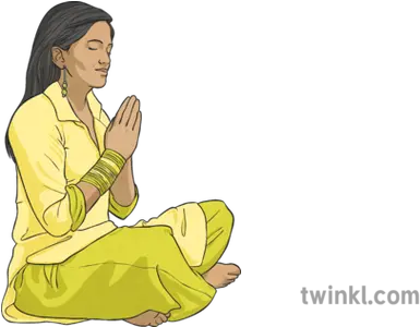  Download Free Png Hindu Woman Praying Illustration Twinkl Hindu People Praying Vector Praying Png