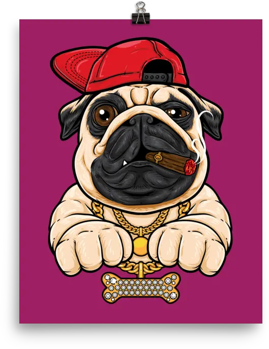  Bling Pug Poster Bulldog Hip Hop Png Pug Transparent