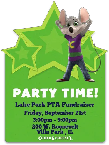  Lake Park Elementary School Chuck And Cheese Invitation Background Png Chuck E Cheese Png