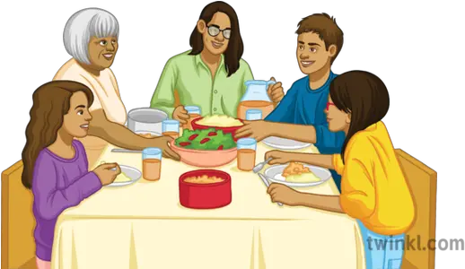  Cena Family Eating Dinner Illustration Conversation Png Dinner Png