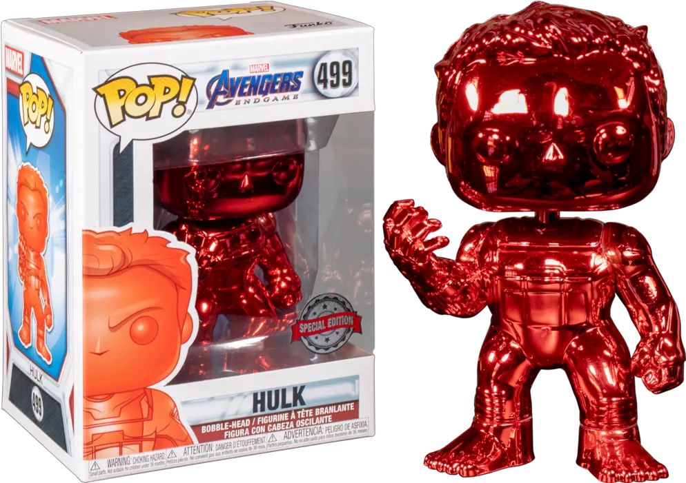  Marvel Avengers End Game 4 Red Hulk With Infinity Gauntlet Chrome Exclusive Funko Pop Avenger Endgame Hulk Chrome Png Infinity Gauntlet Transparent