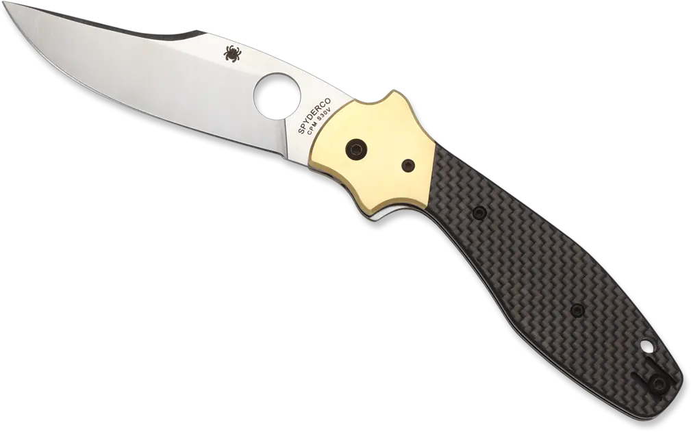  Spyderco Black Carbon Fiber And G 10 Schempp Bowie Liner Spyderco Cemp Bowie Png Carbon Icon Bow