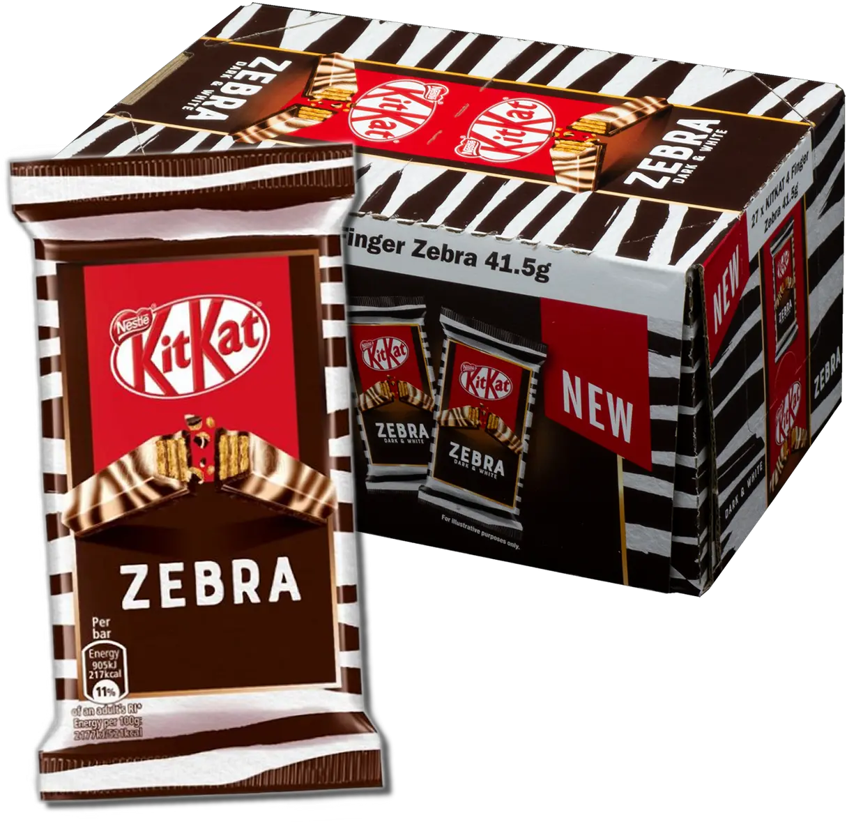  Nestle Kit Kat 4 Finger Zebra Dark U0026 White Chocolate Bar 415g Case Of 27 Png Icon Pack