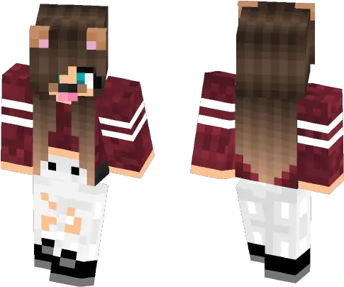  Minecraft Wolf Girl With Dark Minecraft Girl Skin Red Pvp Girl Png Snapchat Dog Filter Png