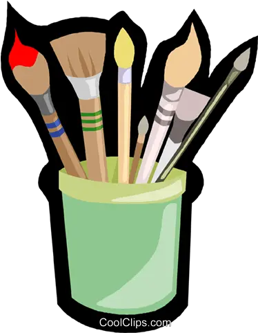  Paint Brushes Royalty Free Vector Clip Art Illustration Paint Brushes In Jar Clipart Png Art Brush Png