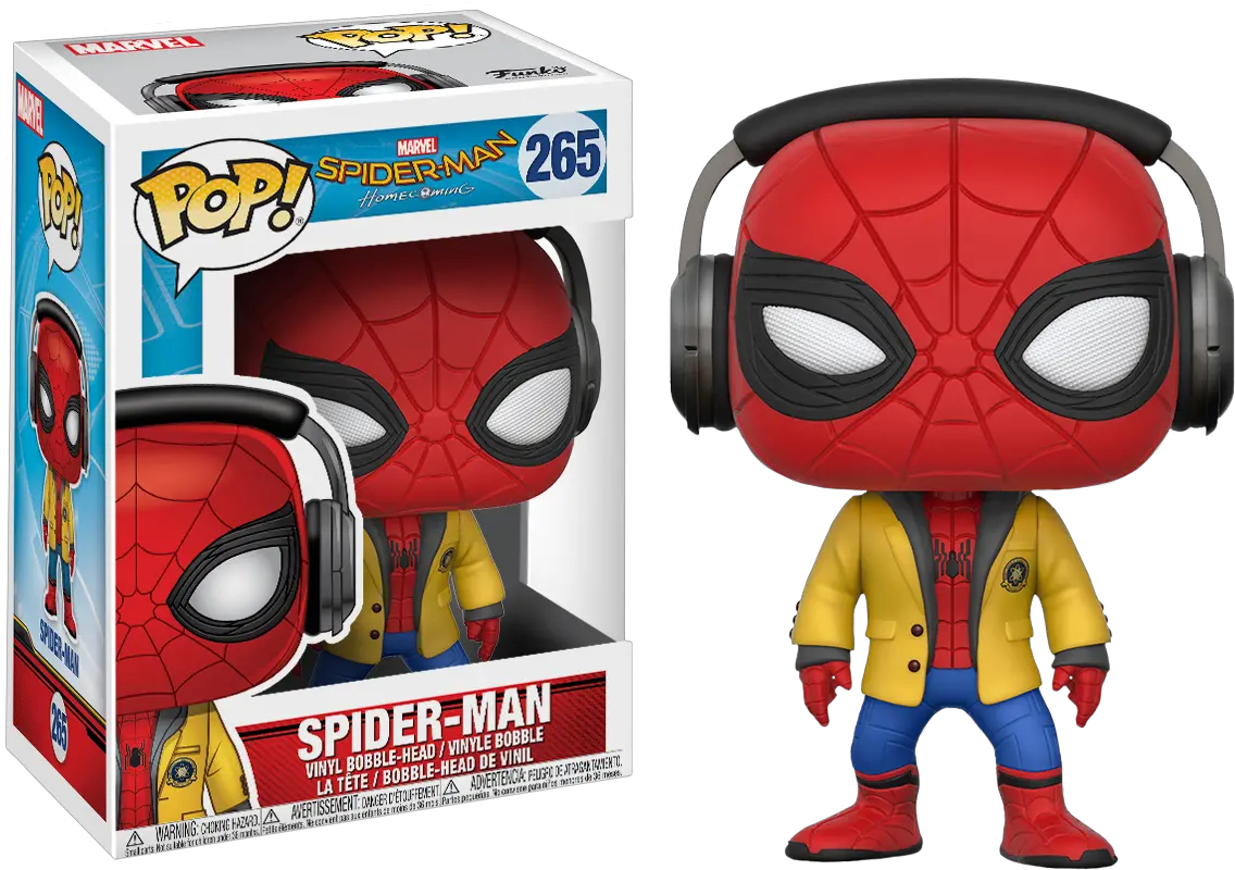  Spiderman Cartoon Png Spider Man With Headphones Pop Vinyl Spider Man Homecoming Pop Figure Spiderman Cartoon Png