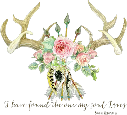  Download Floral Antlers Png Deer Antlers With Flowers Painting Deer Antler Png