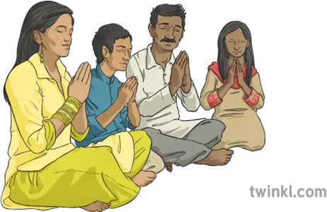  Hindu Family Praying Illustration Twin 1982795 Png Hindu Family Prayer Clipart Praying Png