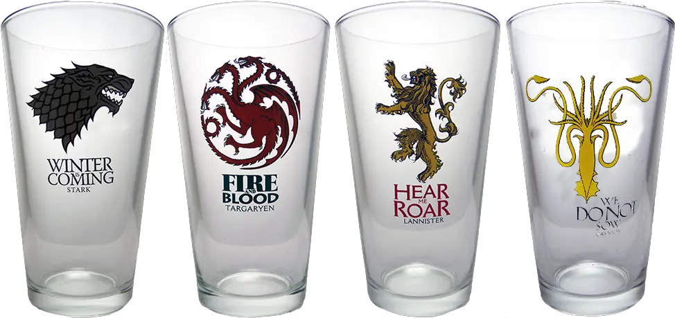  Game Of Thrones 4 Pack Pint Glass Set Games Of Thrones Pint Glasses Png Games Of Thrones Logo