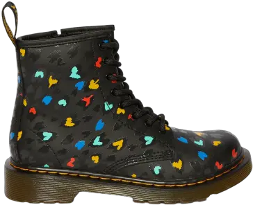  1460 Leather Heart Print Lace Up Boots Kids Sunika Sneakers Dr Martens Platform Jadon Png Boot Print Png