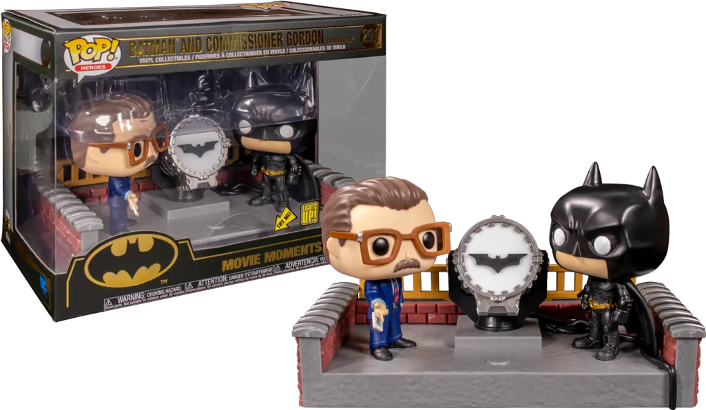  Batman Begins Funko Movie Moment Pop Movie Moment 80th Anniversary Batman Light Up Bat Signal Png Bat Signal Png