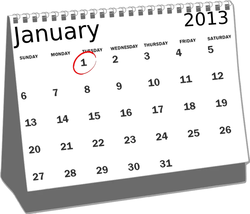  Calendar January Desk Calendar Clipart Black And White Png Calendar Clipart Png