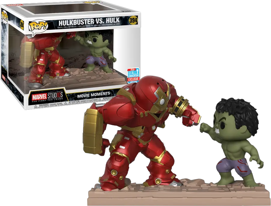  Marvel Studios The First Ten Years Hulkbuster Vs Hulk Movie Moment Nycc18 Pop Vinyl Figure 2pack Funko Pop Hulk Vs Hulkbuster Png Marvel Studios Logo Png