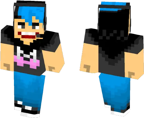  Download Markiplier Blue Hair Minecraft Skin For Free Minecraft Skin Black Shirt Png Markiplier Png