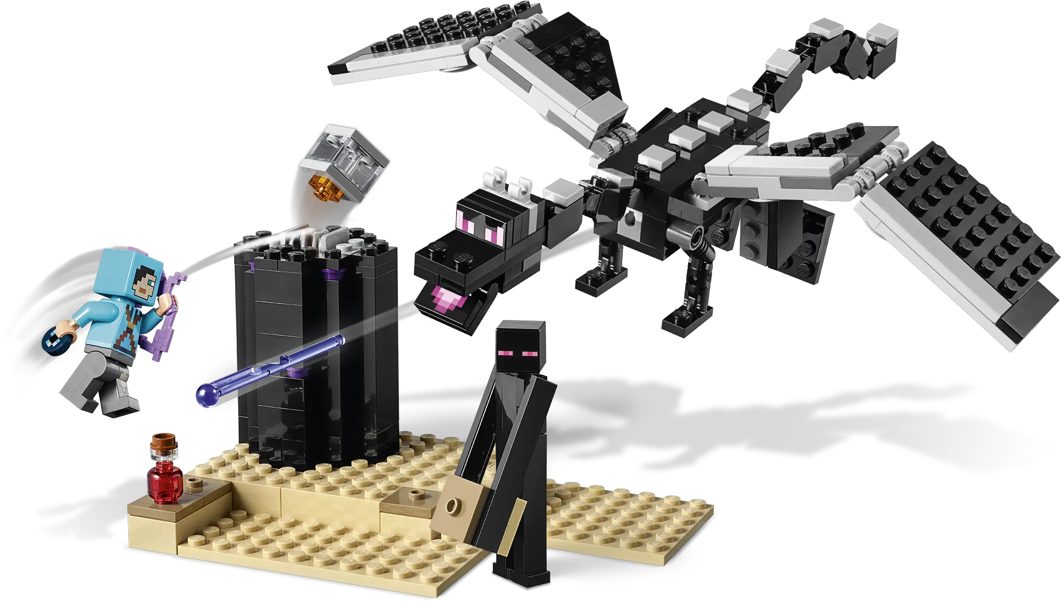  Lego Minecraft The End Battle 21151 Ender Dragon Building Minecraft The End Battle Png Ender Pearl Png