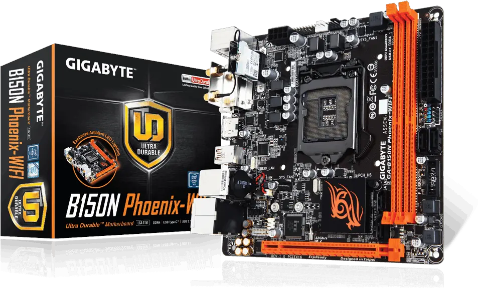  Ga B150n Phoenixwifi Rev 10 Motherboard Gigabyte Global Gigabyte B150n Phoenix Wifi Png Phoenix Transparent