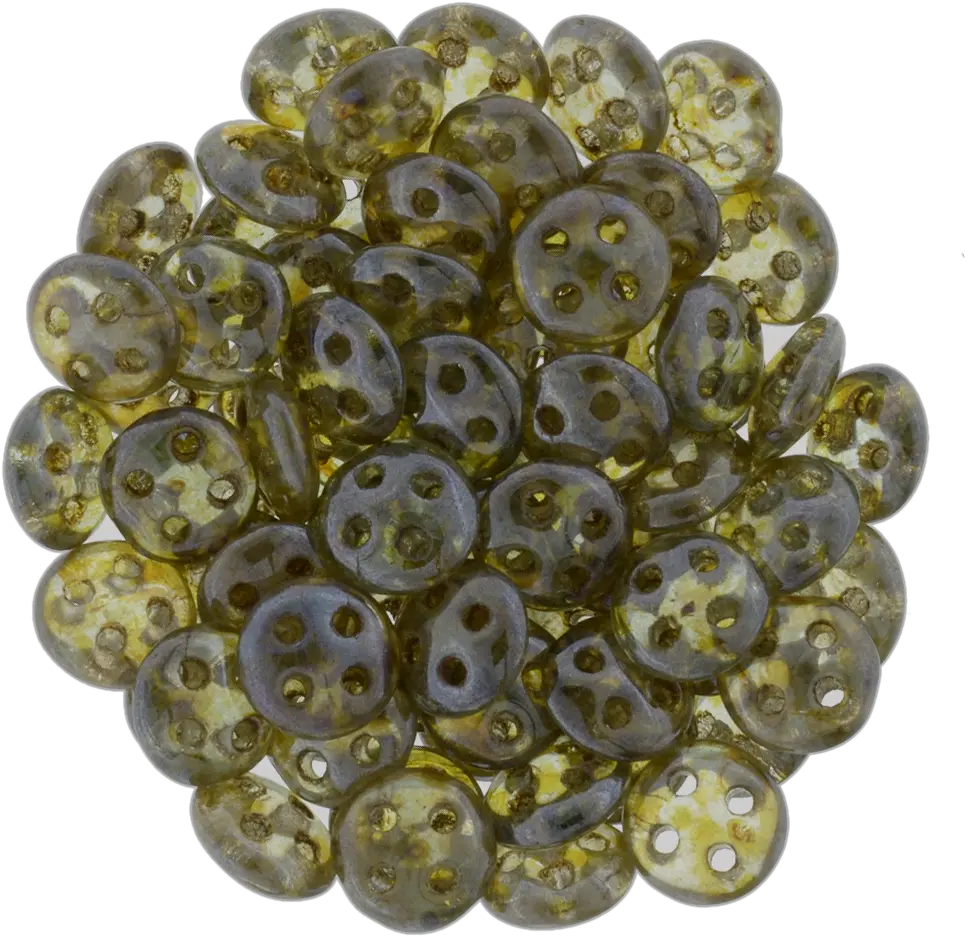  Czechmates 6mm Four Hole Quadralentil Transparent Green Luster Beads 15g 65431 Solid Png Hole Transparent