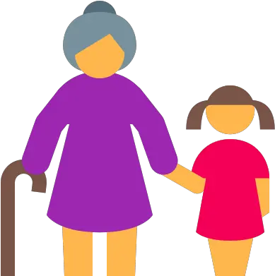  Grandmother With A Girl Icon In Color Style Holding Hands Png Single Mom Icon