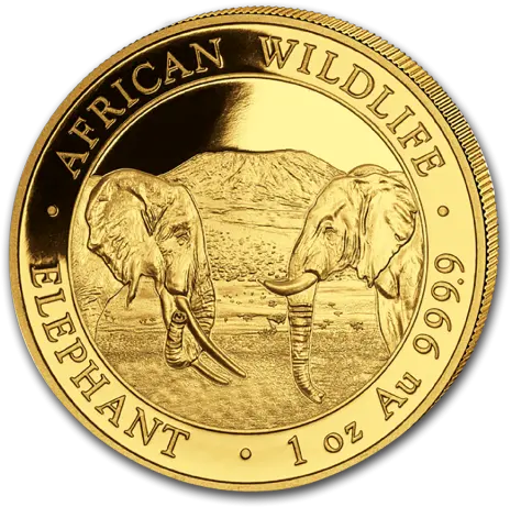  2020 1 Oz Somalia Elephant 9999 Gold Coin Bu Gold Coin 2020 Bullion Png Coin Transparent