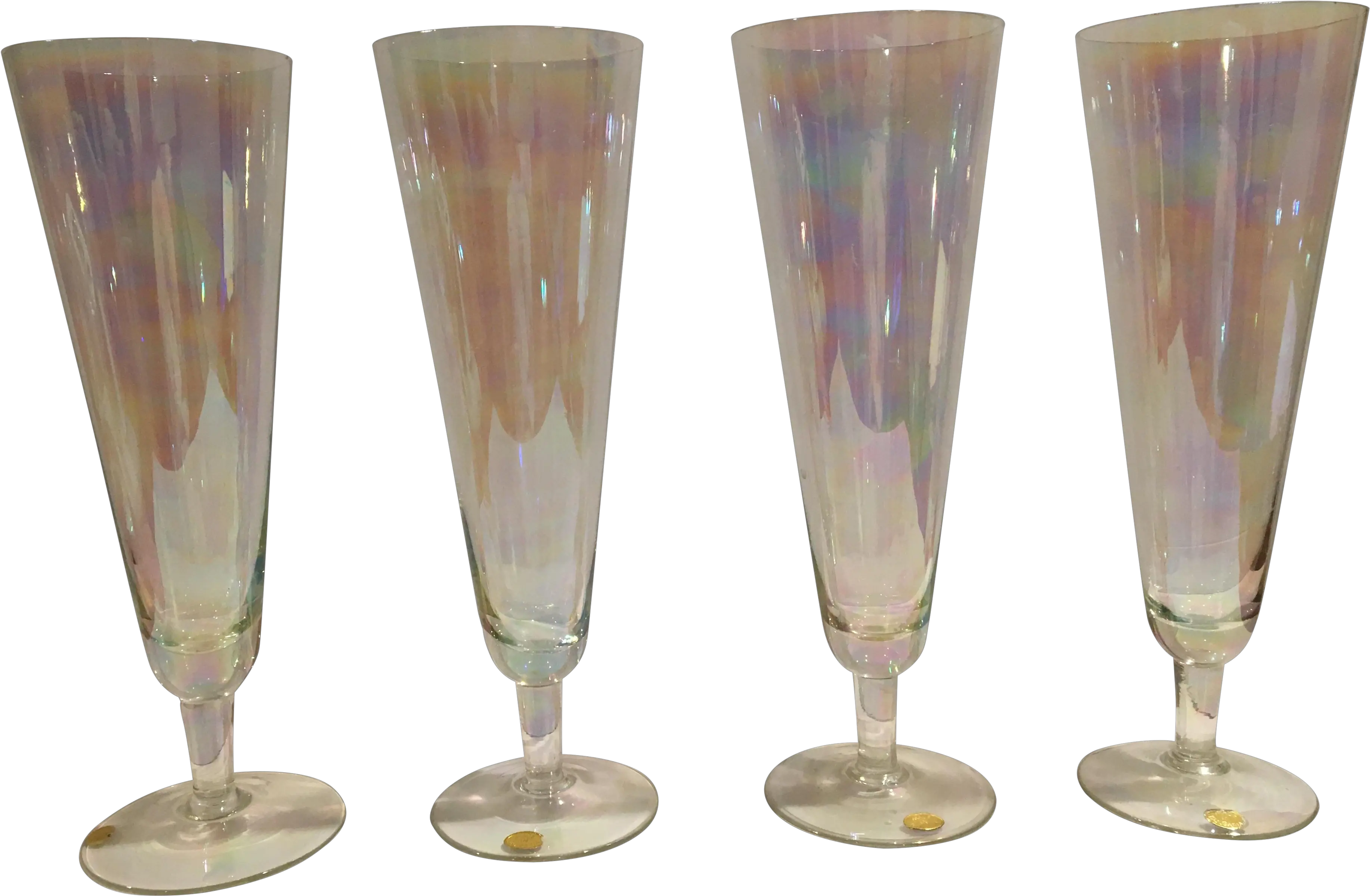  1960s Mid Century Modern Iridescent Champagne Flute Glasses Made In Bulgaria Set Of 4 Champagne Stemware Png Champagne Flute Png