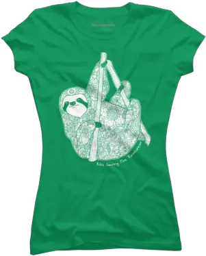  Best Green Sloths Juniorsu0027 T Shirts Design By Humans Mimi T Shirt Designs Png Sloth Transparent Background